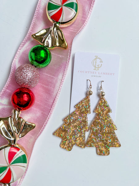 Glitter Tree Earrings
